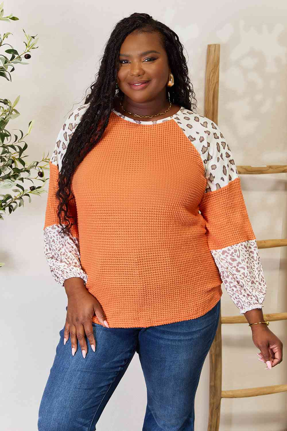  Plus Size Tops For Women Lace Sleeve Blouse Waffle